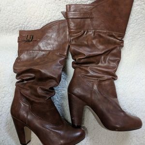 Brown slouch boots